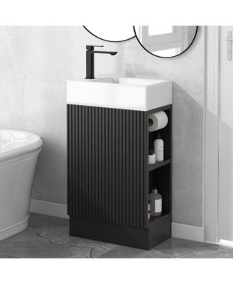 18.6" Bathroom Vanity with Sink, Two-Tier Shelf, Left or Right Orientation, Bathroom Cabinet