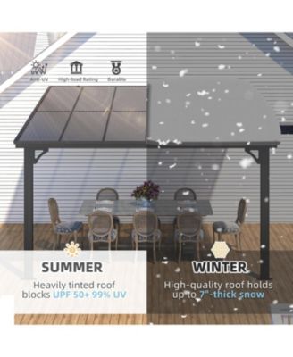 12'x10' Adjustable Height Wall Mounted Outdoor Gazebos Pergola