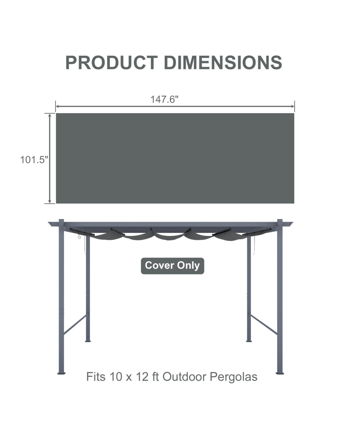 Aoodor Pergola Shade Cover for 10 x 12 ft Outdoor Pergola with Waterproof for Outdoor Patio, Brown/Gray (Cover Only)