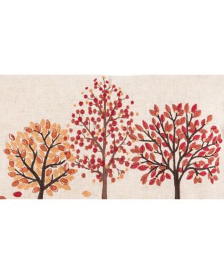 Autumn Forest Falling Leaves Embroidered Mini Accent Pillow 12" x 18"