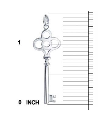 Crown Key Shape Pendant Necklace Plain .925 Sterling Silver