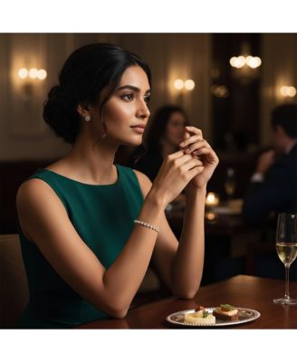 Formal Holiday Party 10CT Clear Cubic Zirconia Bubble Circle Bezel Solitaire Tennis Bracelet 14K Gold Plated .925 Sterling Silver