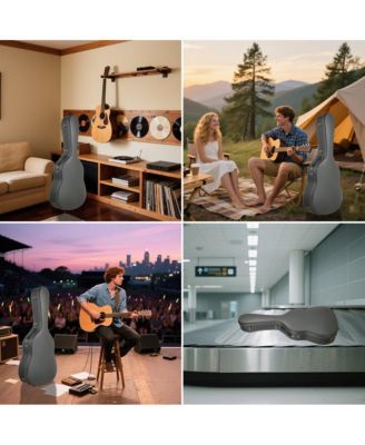 Ultralight EPP Acoustic Guitar Case with Headstock Protector 40/41 Inch Hard Shell Carrying Case with Shoulder Straps for Gig Travel Black