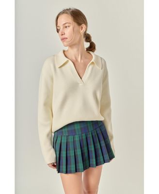 Women's Oversized Collar Knit Top