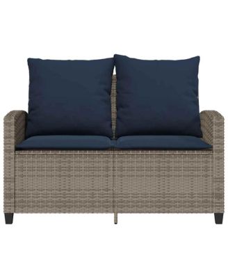 Garden Sofa Grey PE rattan, powder-coated steel, tempered glass