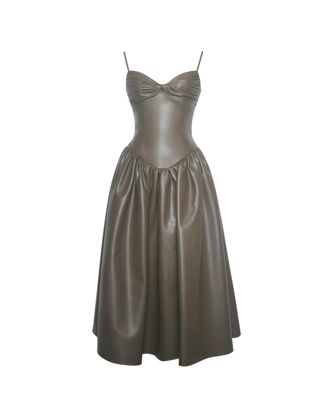 Women's Parisia Cocoa Faux Leather Drop Waist Maxi Dress