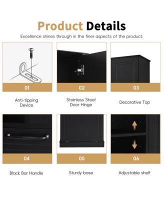 CASAINC 68"H MDF Tall Adjustable Shelves, Flip-Out Basket Storage Cabinet