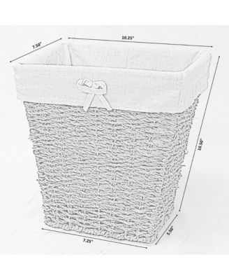 Woven Seagrass Small Waste Bin Lined with White Washable Lining