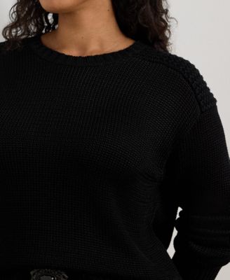 Plus Size Cotton-Blend Crew Neck Sweater