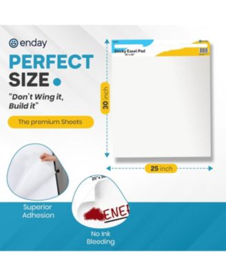 Sticky Easel Pads 25"x30" 2 Pack – Self Stick Chart Paper, Anchor Chart for Teachers, Flip Chart Easel Paper, 30 Sheets Per Pad, Large White