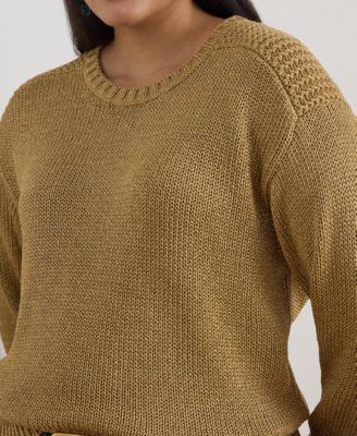 Plus Size Metallic Crew Neck Sweater