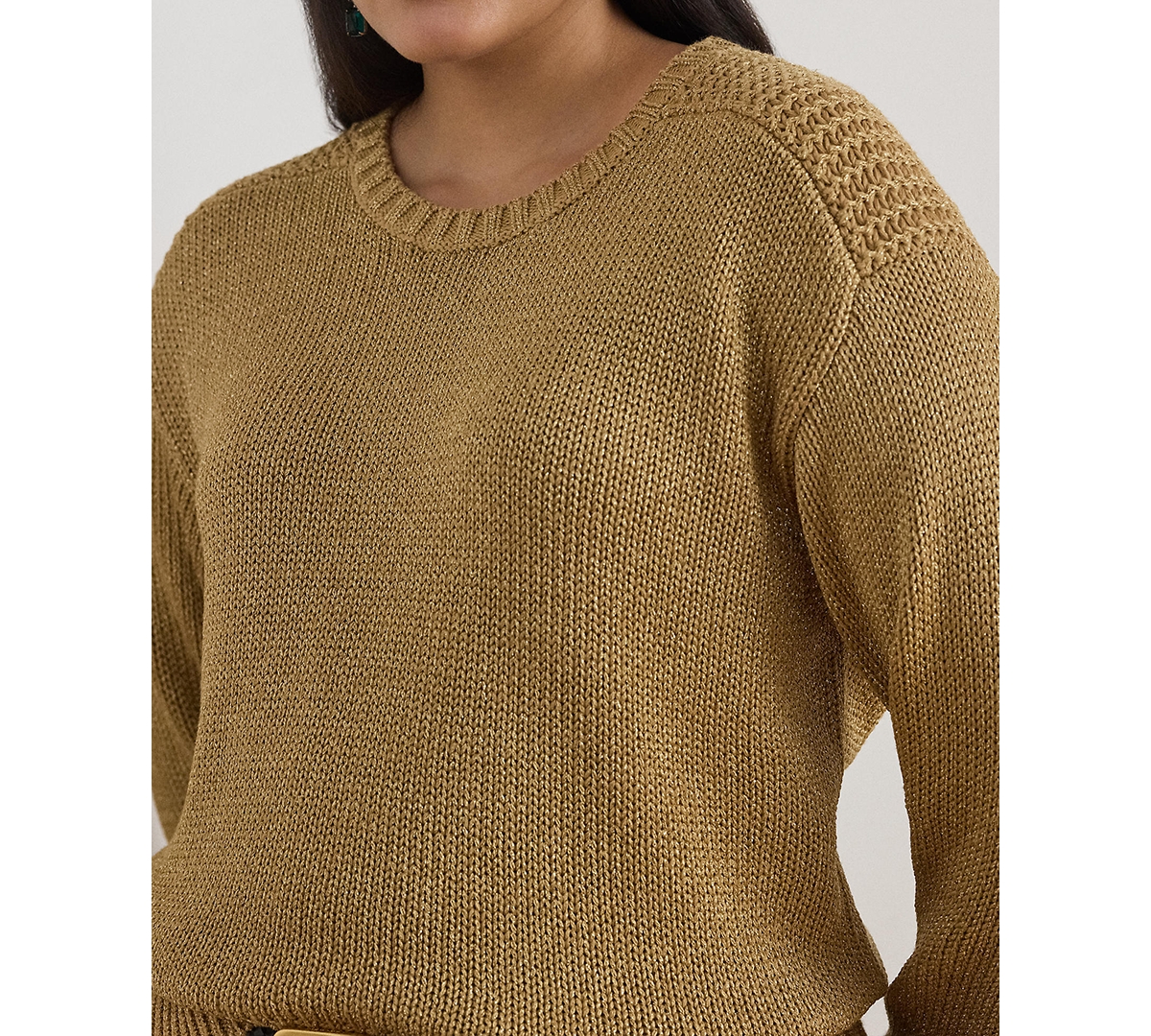 Lauren Ralph Plus Metallic Crew Neck Sweater