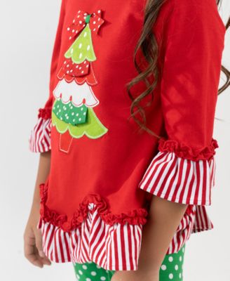 Girls' 2T-4T Tree Applique Top and Polka Dots Leggings, 2-Piece Set