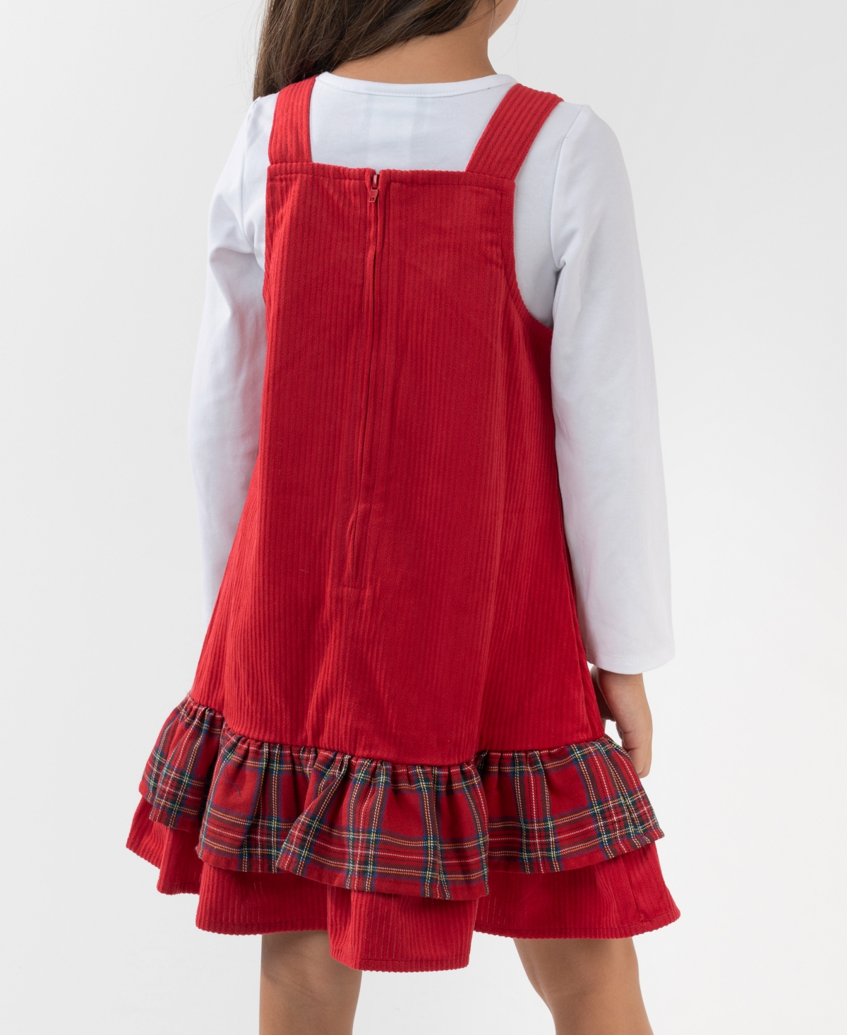 Rare Editions Girls 2T-6X 2-Piece Long Sleeves Top and Plaid Jumper Set