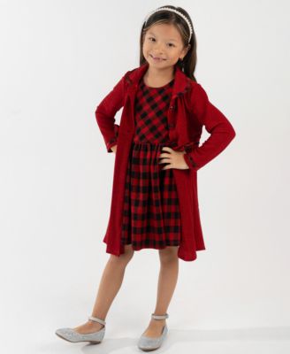 Rare Editions - Girls 2T-6X 2-Piece Long-Sleeve Coat and Dress Set