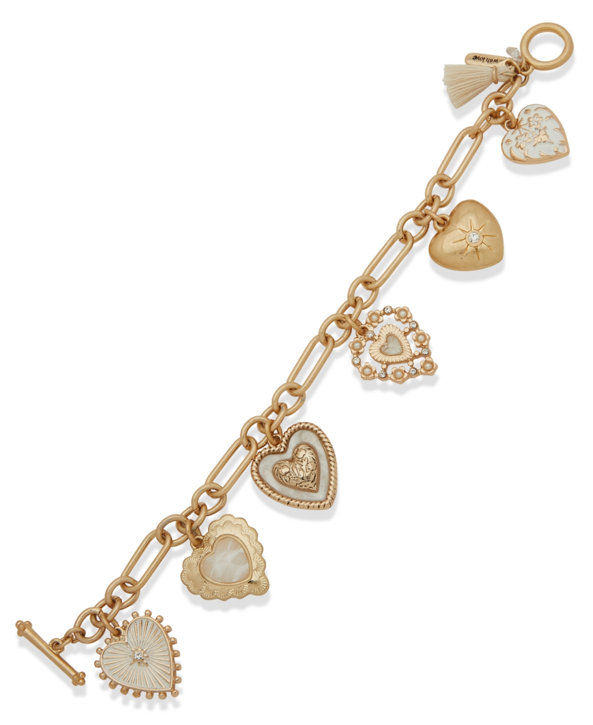 Lonna & Lilly Gold-tone Heart Charm Toggle Flex Bracelet In Gold