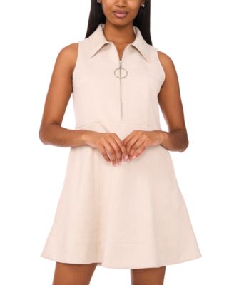 Women's Collared Suede Zip Front Dress