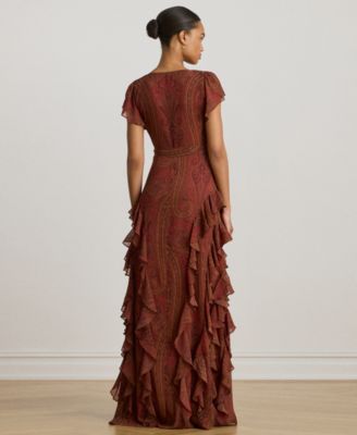 Women's Paisley V-Neck Gown