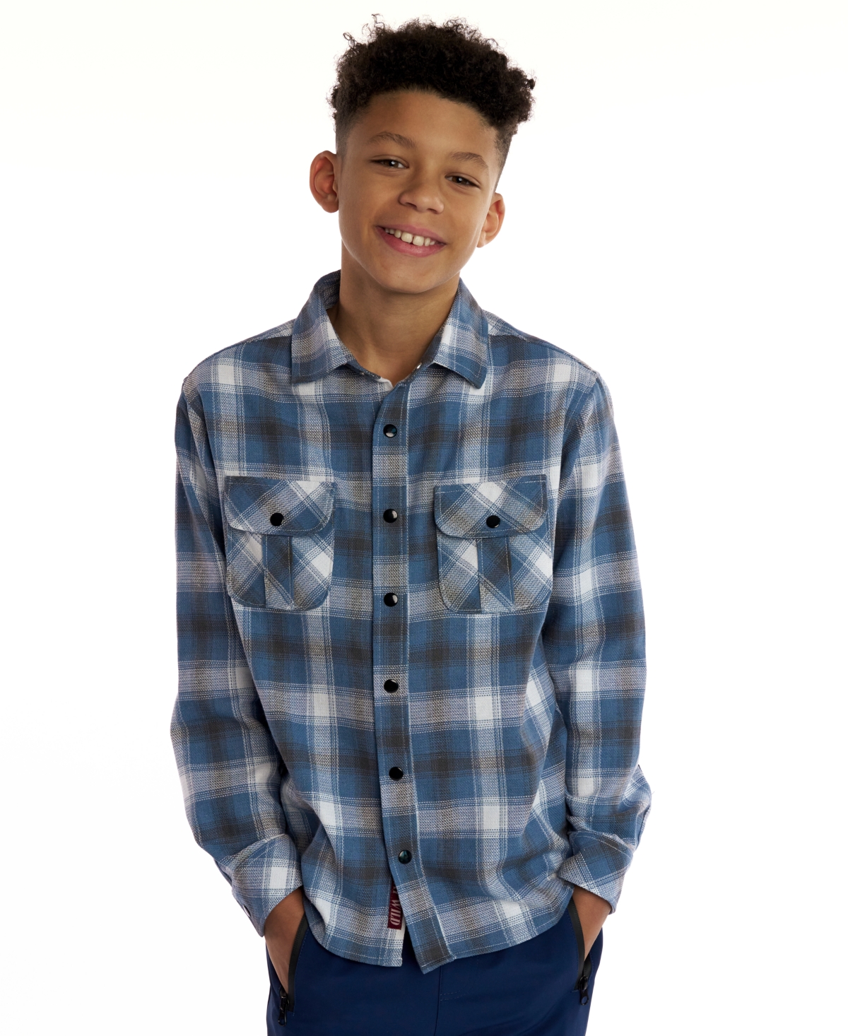 Sovereign Code Boys 5-20 Collared Plaid Long Sleeves Shirt