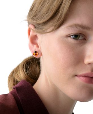 Cubic Zirconia Tortoise Flower Stud Earrings