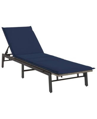 Sun Lounger Grey, Navy Blue PE rattan, Powder-coated steel Standard