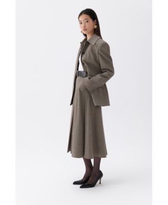 Women's Plaid Padded Shoulder Jacket