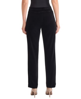 Women's High Rise Straight Leg Velvet Pants