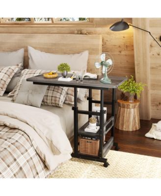 Height Adjustable C Table with USB Port and Wheels