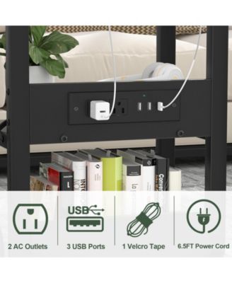 Height Adjustable C Table with USB Port and Wheels