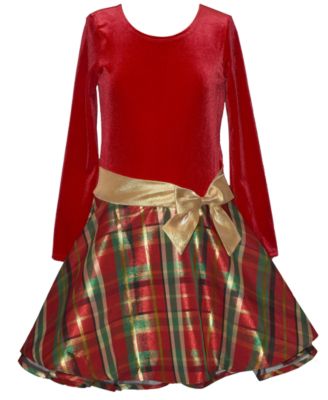 Girls' 7-16 Long-Sleeve Plaid Hipster Dress