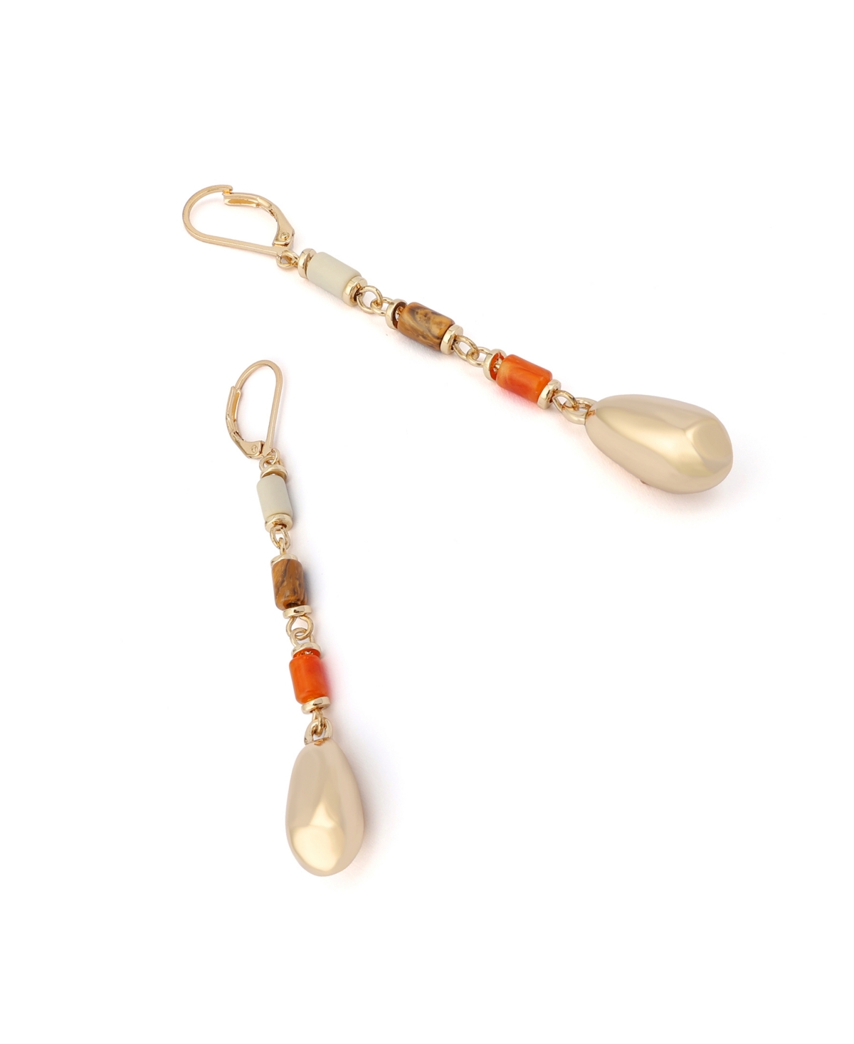 Robert Lee Morris Soho Mixed Stone Molten Bead Linear Earrings In Gold