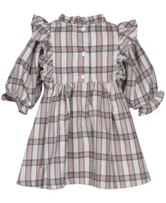 Baby Girls' Ruffle Neck Smocked Plaid Dress and Panty, 2-Piece Set