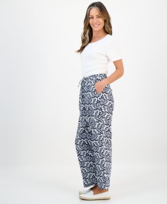 Petite Tile Print Drawstring Pants, Macy's Exclusive