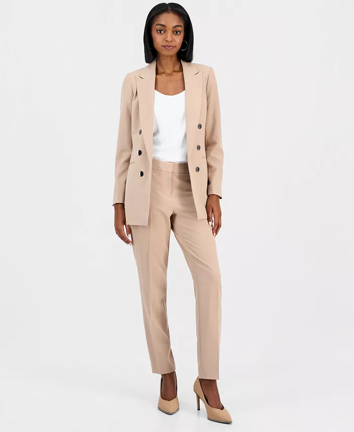 Women's Bi-Stretch Faux Double-Breasted Boyfriend Jacket, Scoop-Neck Camisole & Bi-Stretch Straight-Leg Dress Pants