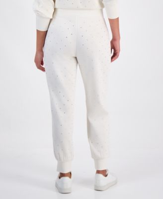 Petite Embellished High Rise Jogger Sweatpants, Macy's Exclusive