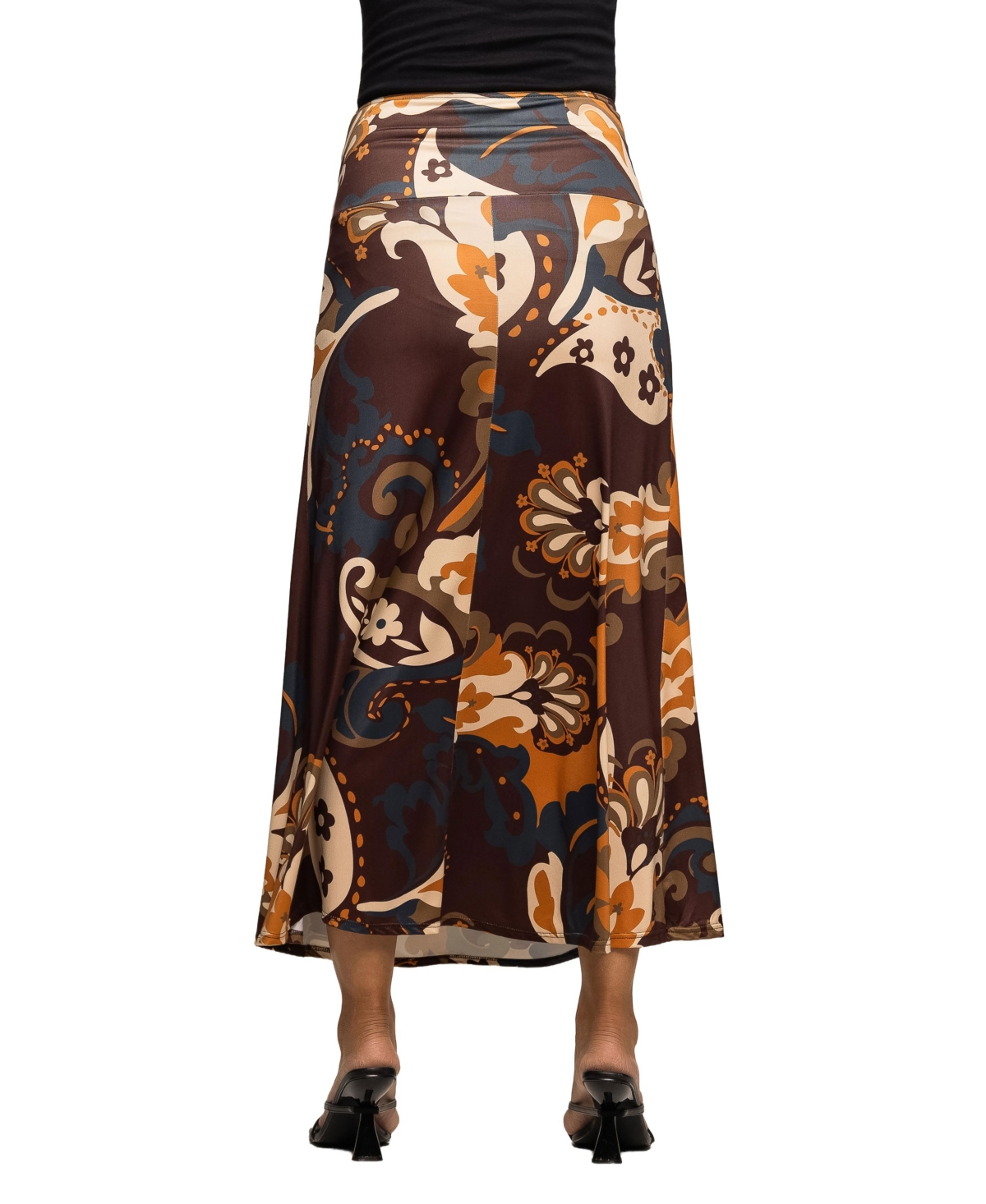 24seven Comfort Apparel Women's Maternity Elastic Waist Maxi Skirt In Pattern