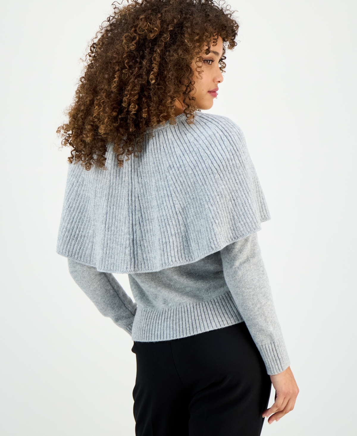 Inc International Concepts Petite Caped Sweater, Macy's Exclusive In Gray