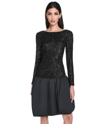 Women's Long Sleeve Boat Neck Dress