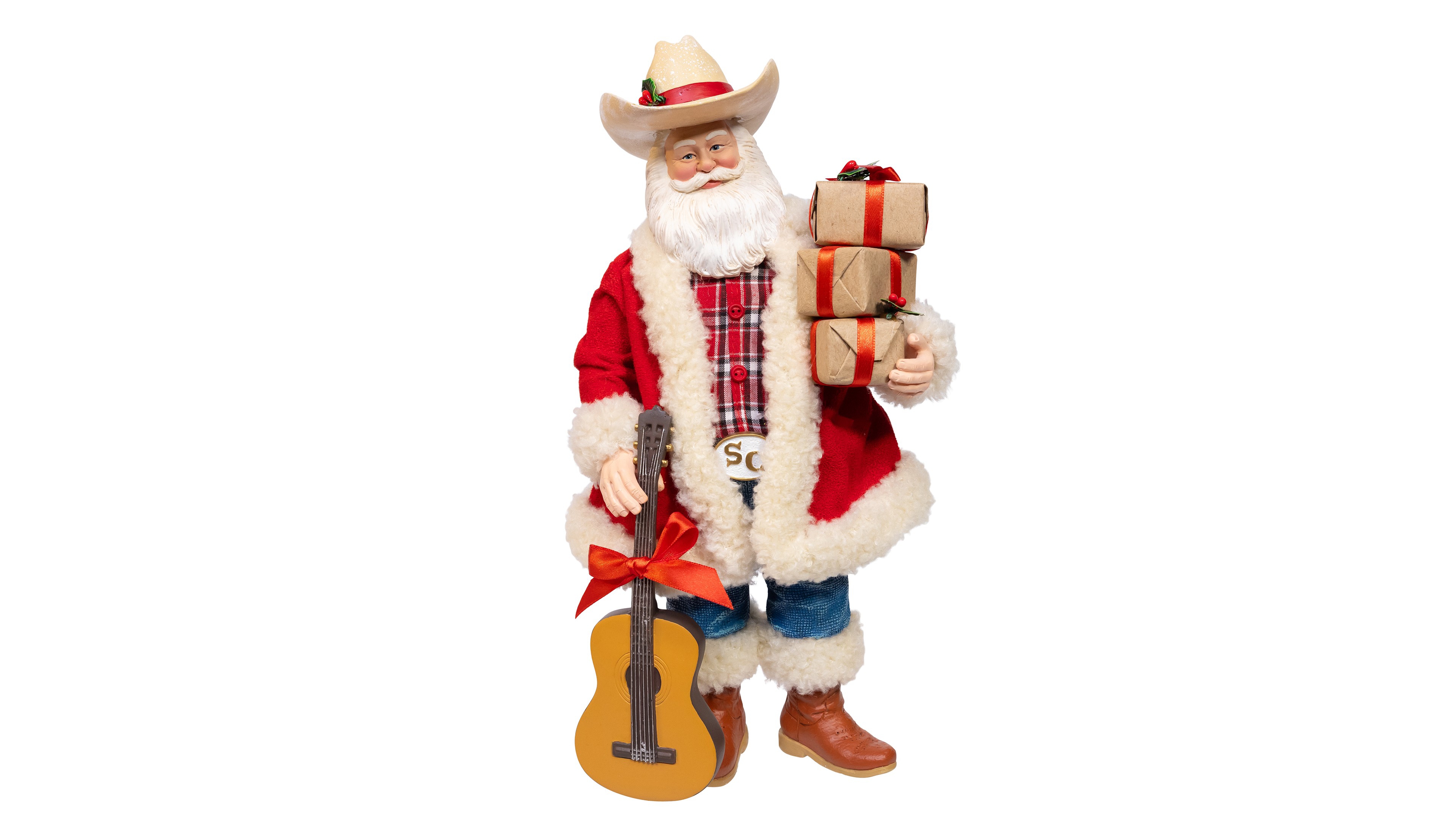 Kurt Adler 11-Inch Fabriche Western Santa with Guitar