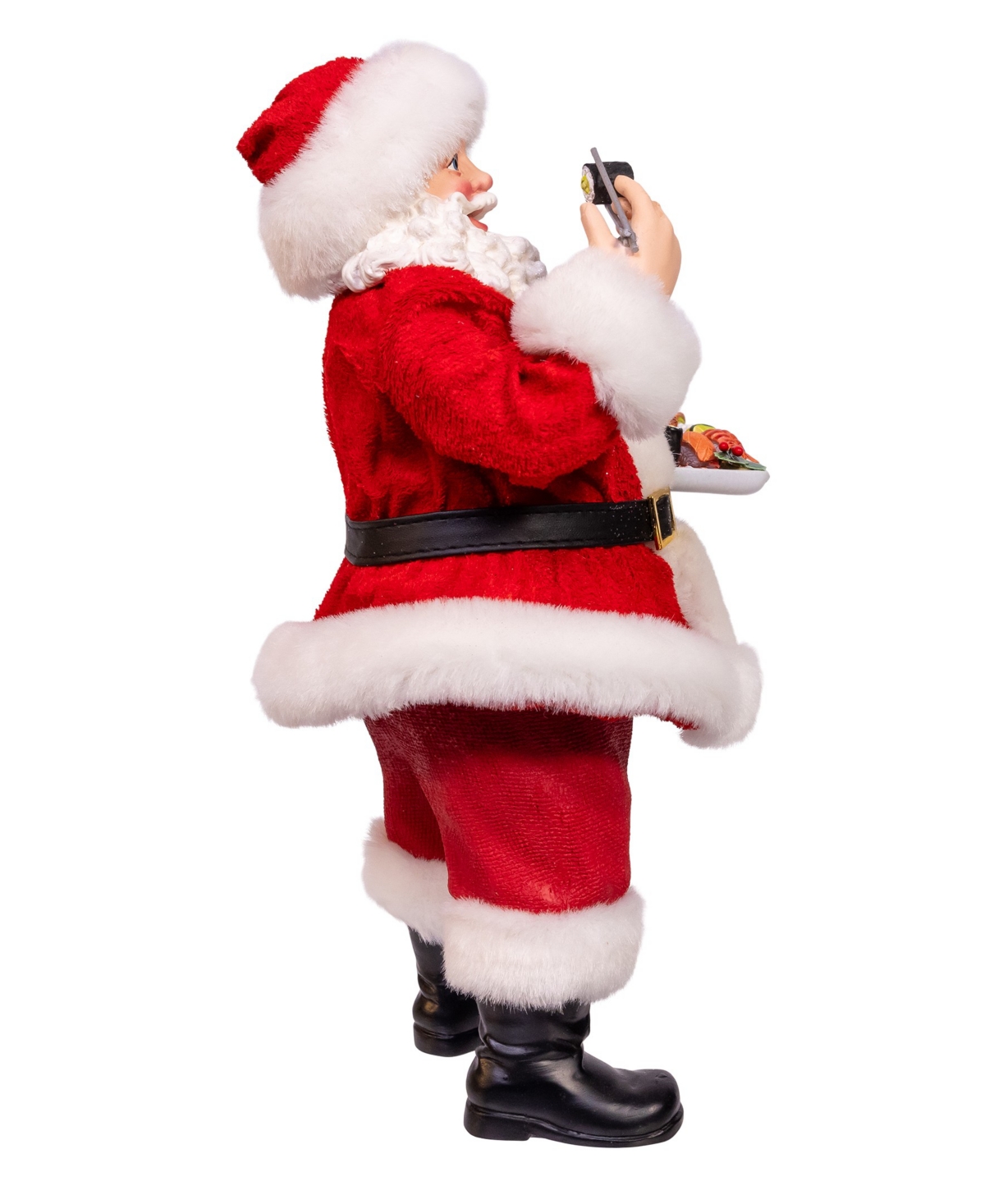 Kurt Adler 10.5-inch Fabriche Santa With Sushi Platter In Red