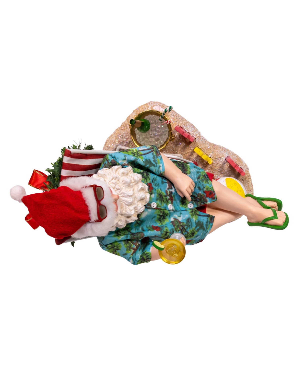 Kurt Adler 8.5-inch Fabriche Santa Sitting On Beach Chair In Multi