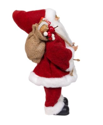 12" Standing Christmas Santa with Sack and Lantern
