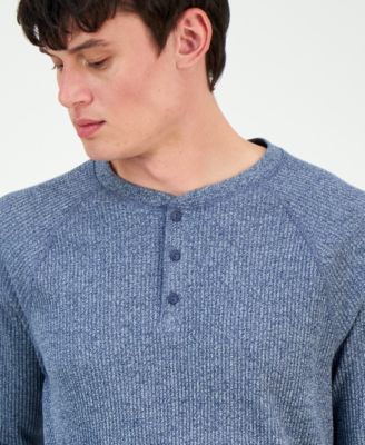 Men's Thermal Waffle-Knit Henley Shirt, Macy's Exclusive