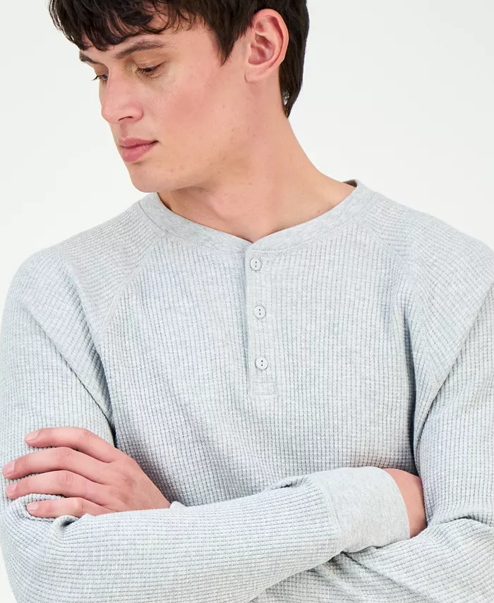 Men's Thermal Waffle-Knit Henley Shirt - thumbnail 6