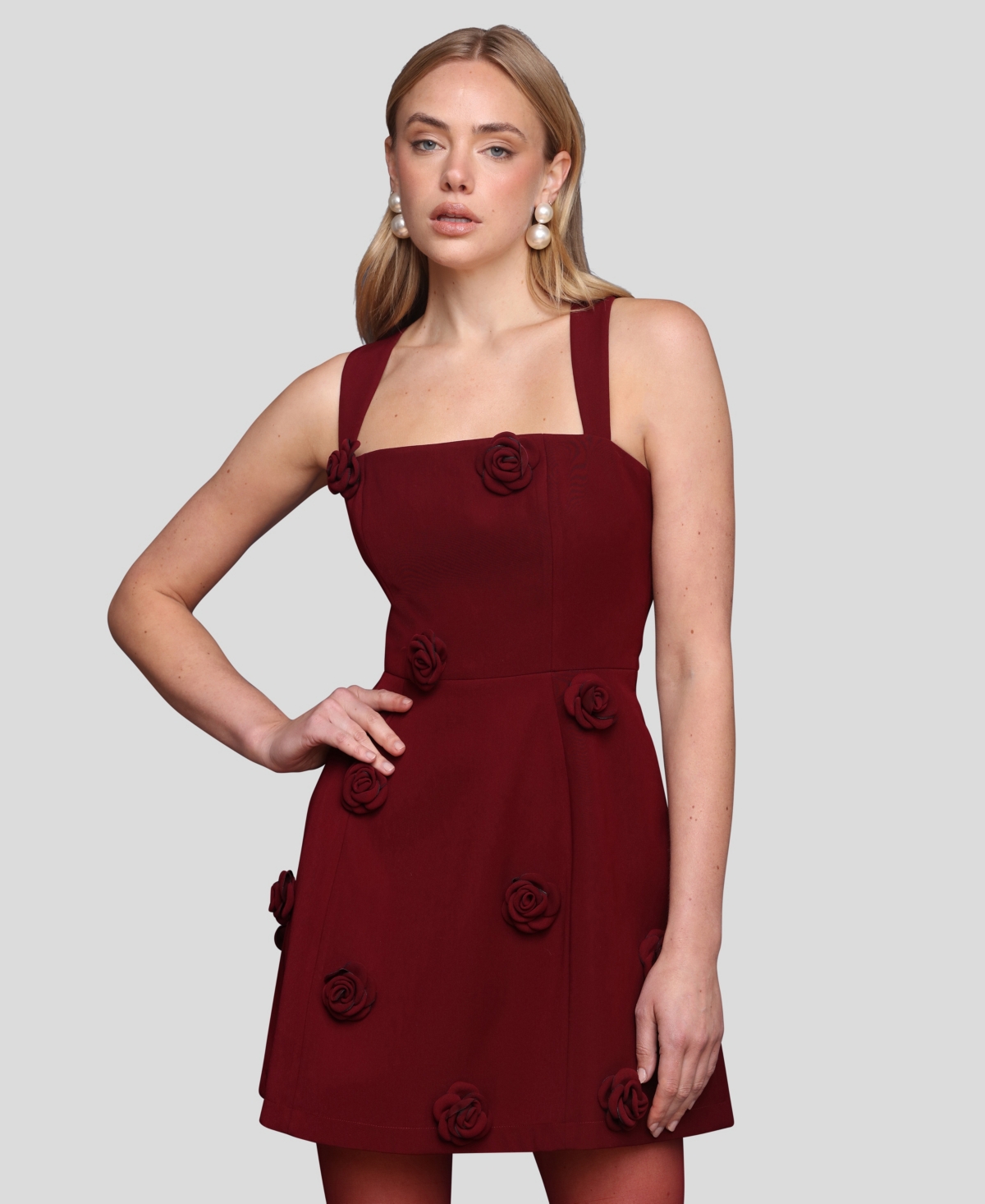 Avec Les Filles Women's Rosette Fit & Flare Mini Dress