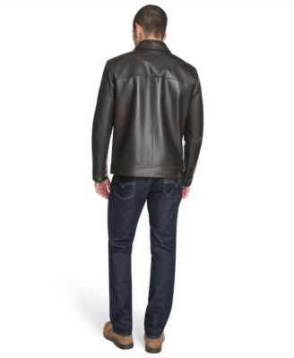 Men's Bonded Leather Trucker Jacket