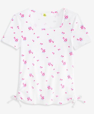 Girls' 5-20 Floral-Print Square-Neck Top