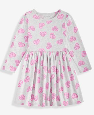 Girls Toddler 2T-4T Heart-Print Long-Sleeve Dress, Macy's Exclusive