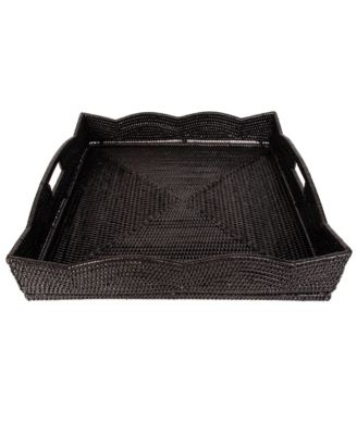 Scallop Square Tray With Glass Insert