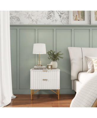 2-Drawer Nightstand with Metal Base